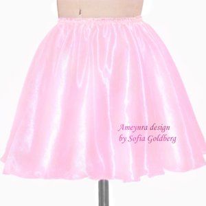 Light Pink Satin Mini Skirt, Full Circle. Ameynra style ;) Size M